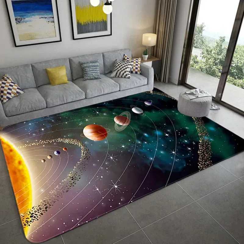 Cartoon Planet crystal velvet carpet Bedroom Room Bedroom bed blanket covered with space star living room carpet C250913