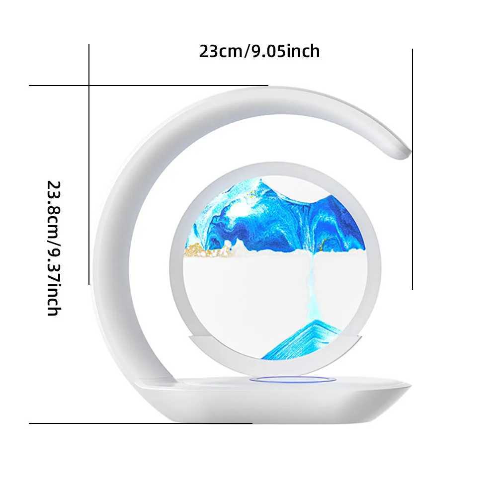 Quicksand Table Lamp Wireless Charging Desk Lamp 3D Hourglass Ornaments Sand Painting Night Light for Office Room Decoration C251122