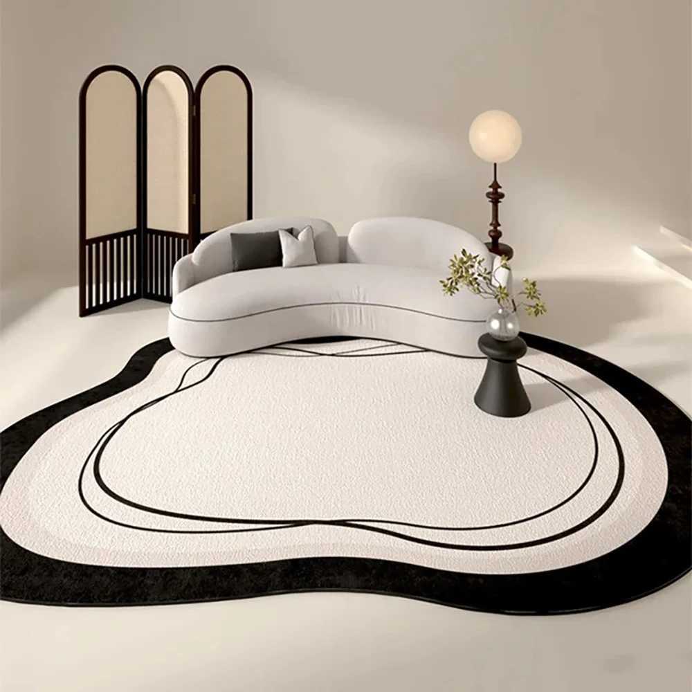 VIKAMA Minimalist Line Design Faux Wool Rug UltraThin StainResistant NonSlip Carpet for Bedside Living Room Soft Mat C913 H260226