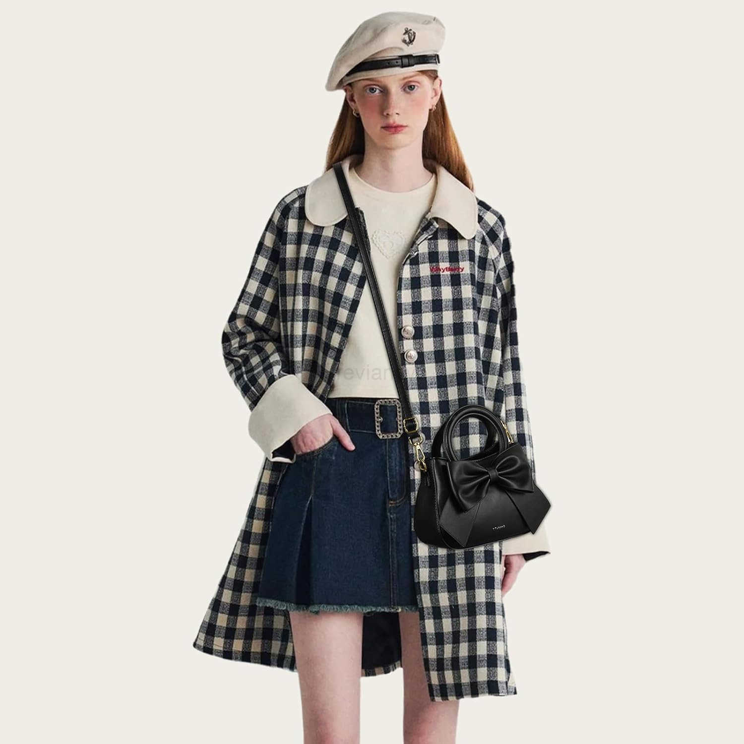 Small Purses for Women Crossbody Bag Vegan Leather Crossbody Purses and Handbags with Top Carry Handle and Cute Bow KnotW250913