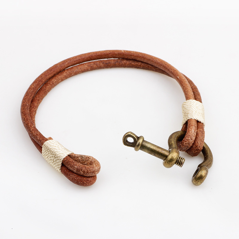 Simple Hot-Selling Genuine Leather Cord Alloy Lock Bracelet Jewelry ddmymoon