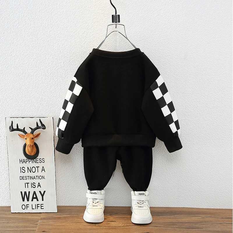 Spring Baby Girl Boy Embroidery Clothes Set Children Sports Cartoon Bear Sweatshirt Top and Pants Bottom Suit Cotton Tracksuit C250913