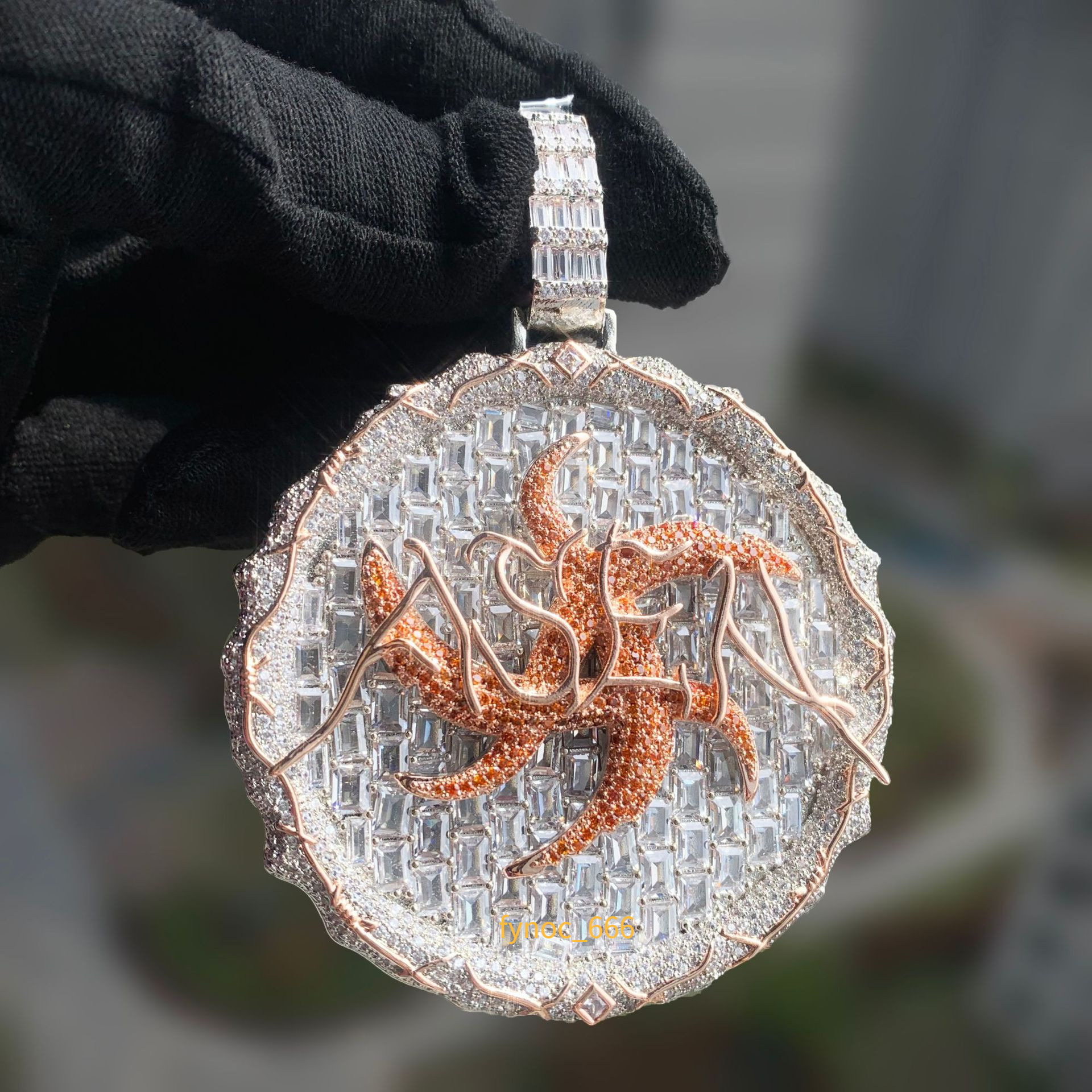 Fashion Necklace Pendant White Gold Plated Necklace Vvs Moissanite With 925 Silver Custom Size Hip-Hop Jewelry