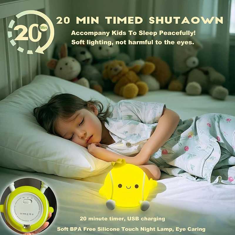 Tennis Night LightLED Squishy Novelty Lamp2 Levels Dimmable Nursery Bedroom Nightlight for Kids Rechargeable Touch Lamps C250913