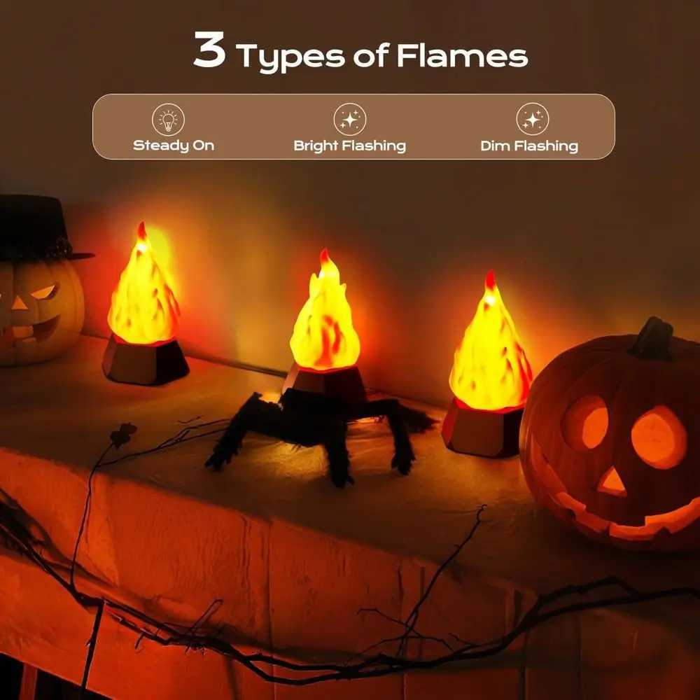 USB Rechargeable Flickering Flame Lamp 35H Runtime Energy Saving 3D Fake Fire Night Light Rechargeable Battery 3 Modes Y250913