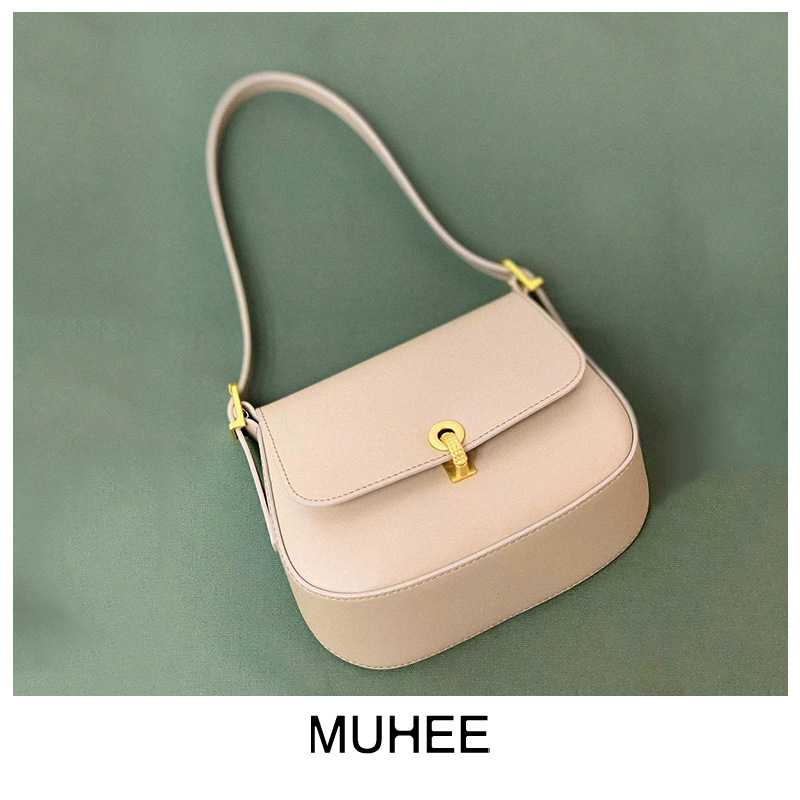 HERONG 2025 autumn new French niche single shoulder bridal bag versatile red small bag women's wedding bag soft leather