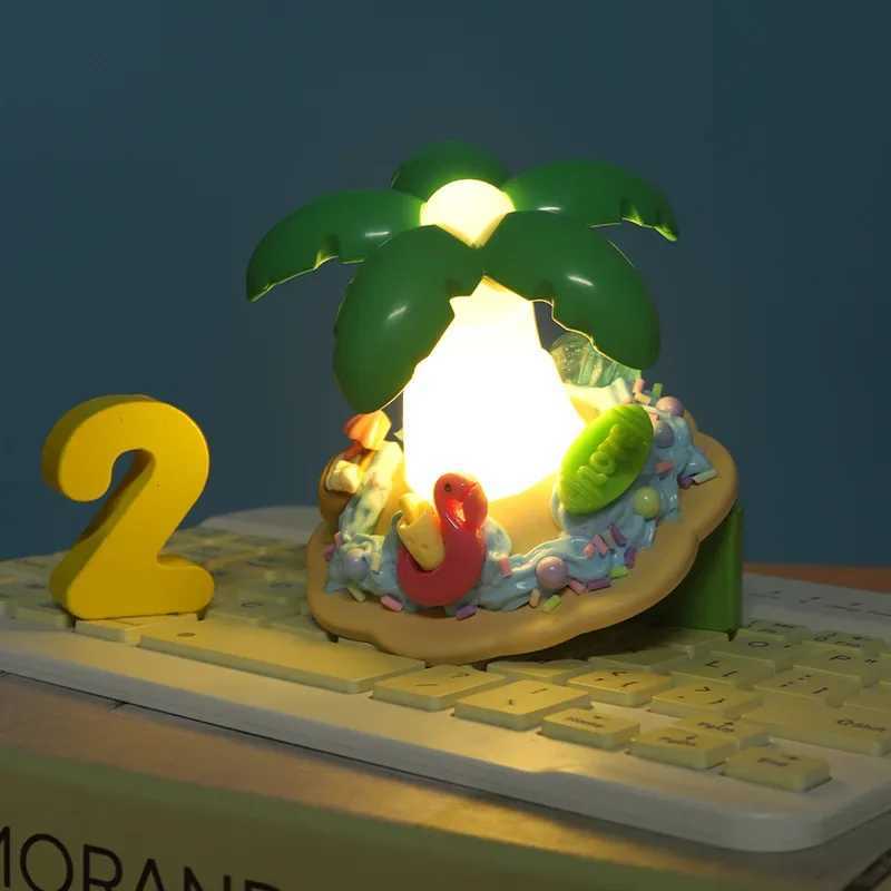 Mini Night Light LED Cartoon Coconut Tree Desk Lamp Desktop Ornament Bedside Bedroom Table Lights Children Boy Holiday Gifts C250913