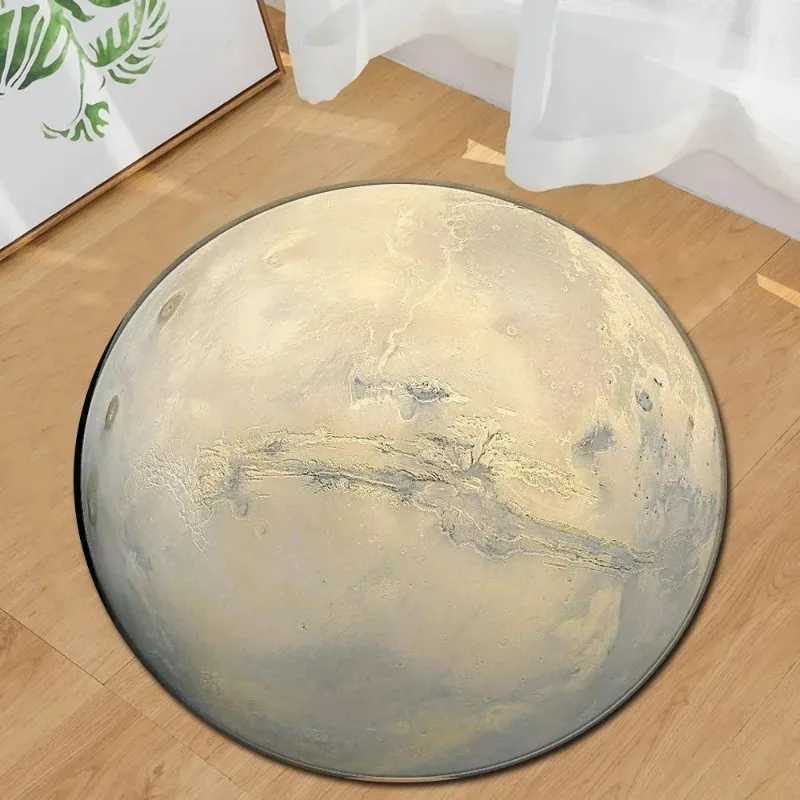 Earth Moon Ocean Print Round Rug Soft Chenille NonSlip Play Mat for Kids Room Living Room Bedroom Large Floor Carpet Decor C250913