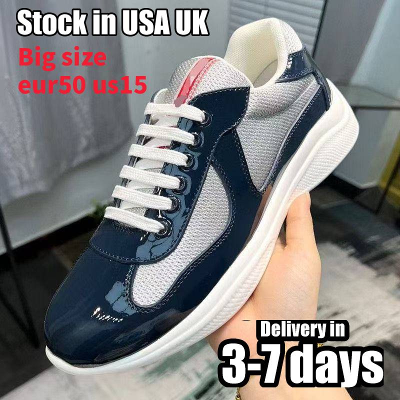 Designer Sneakers big size eur50 Mens womens American cups shoes classic casual running bright leather nylon outdoor trainers green fashion Sports Trainer shoes