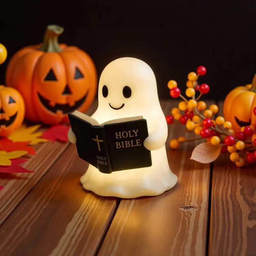 Ghost Light for Home Decor Spooky Ghost Bible Lamp 3d Resin Night Light Figurine for Halloween Decor Cute Ghost for Bedroom C251122