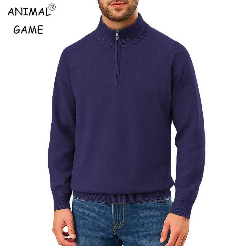 New Mens QuarterZip Knit Pullover Sweater Casual Mock Neck Winter Warm Slim Fit Polo Sweaters Lightweight Dress Outwear W250905