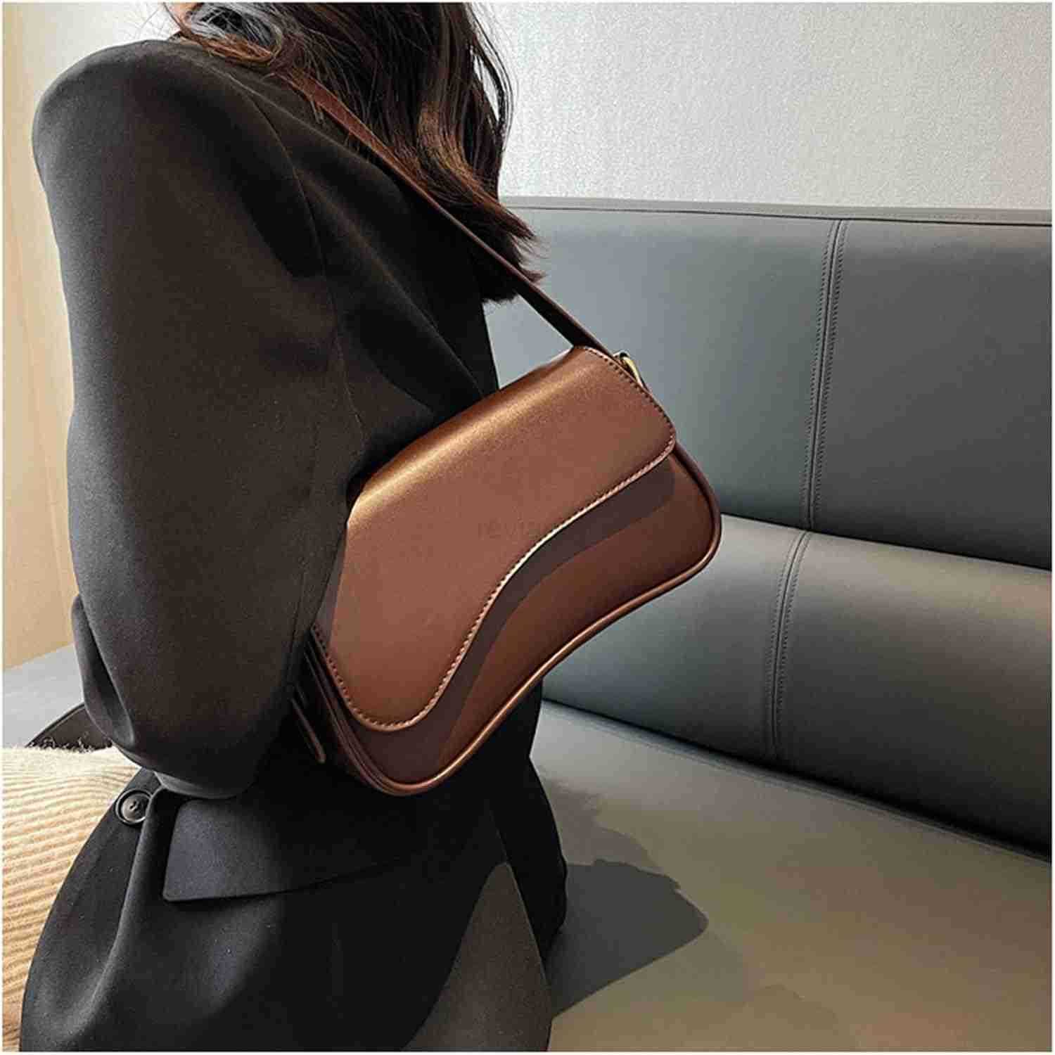 Shoulder Bag for Women Y2K Trendy Purse Vegan Leather Hobo Handbags Clutch Saddle Bag with 2 Removable StrapW250912