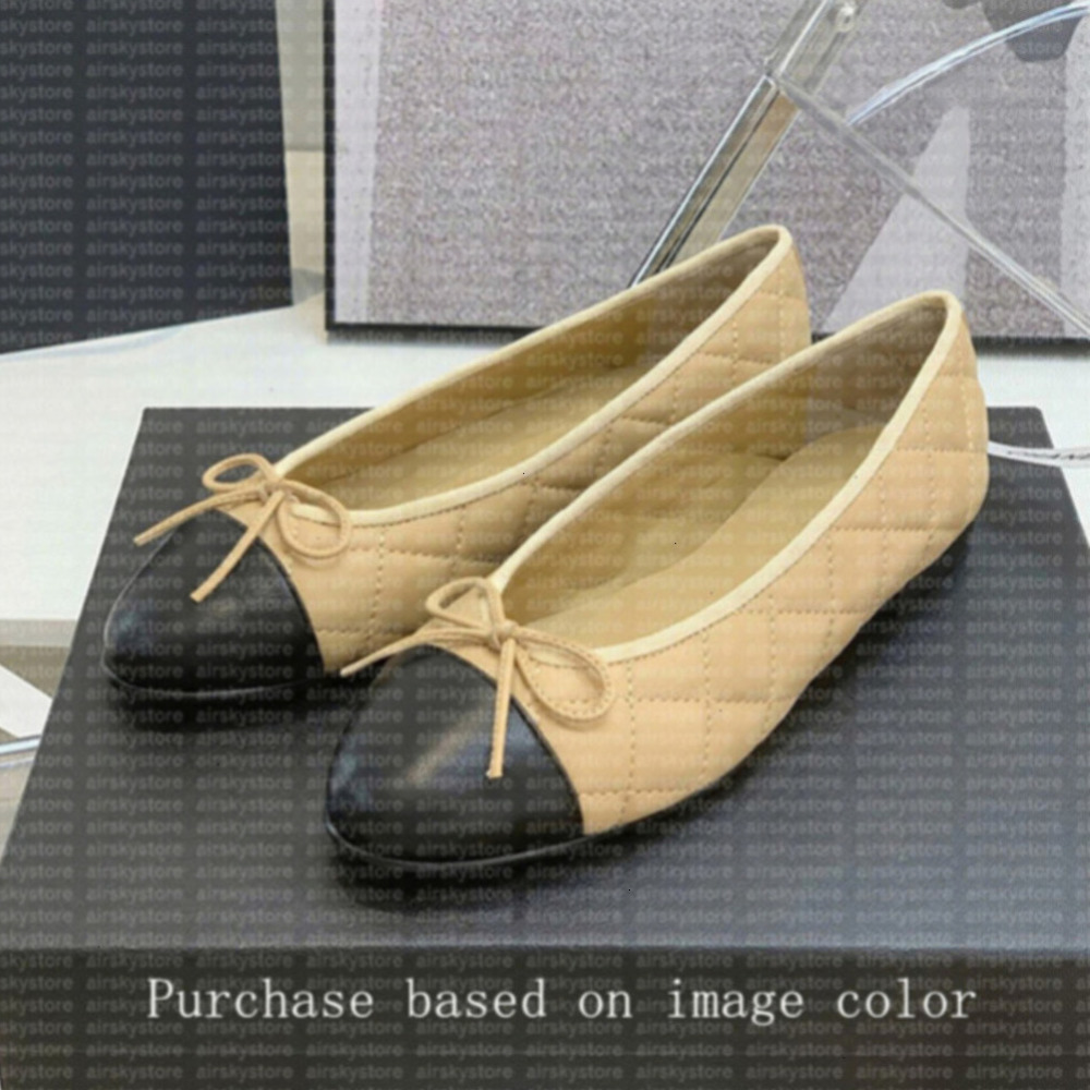 Chaussures de créateurs Paris Designer Black Ballet Flats Chaussures Femmes Quilted Greil En cuir Slip on Ballerina Luxury Round Toe Dames Dames