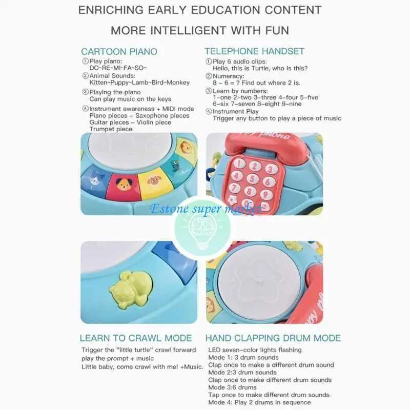 090B Telephone Toy For Toddlers Crawling Toy Baby Musical Toy Instrument Toy Cartoon Piano Early Educational Toy C250913