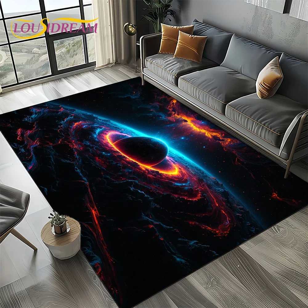 Universe Space Stars Black Hole Galaxy Earth Milky Way Carpet Rug for Living Room Bedroom Sofa DecorationNonslip Floor Mat C250913