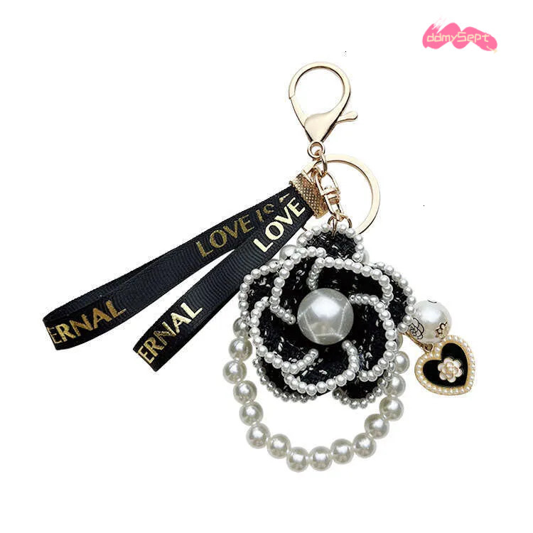 Korean Style Pearl Element Camellia Keychain Bag Pendant Creative Independent Design Product ddmythur