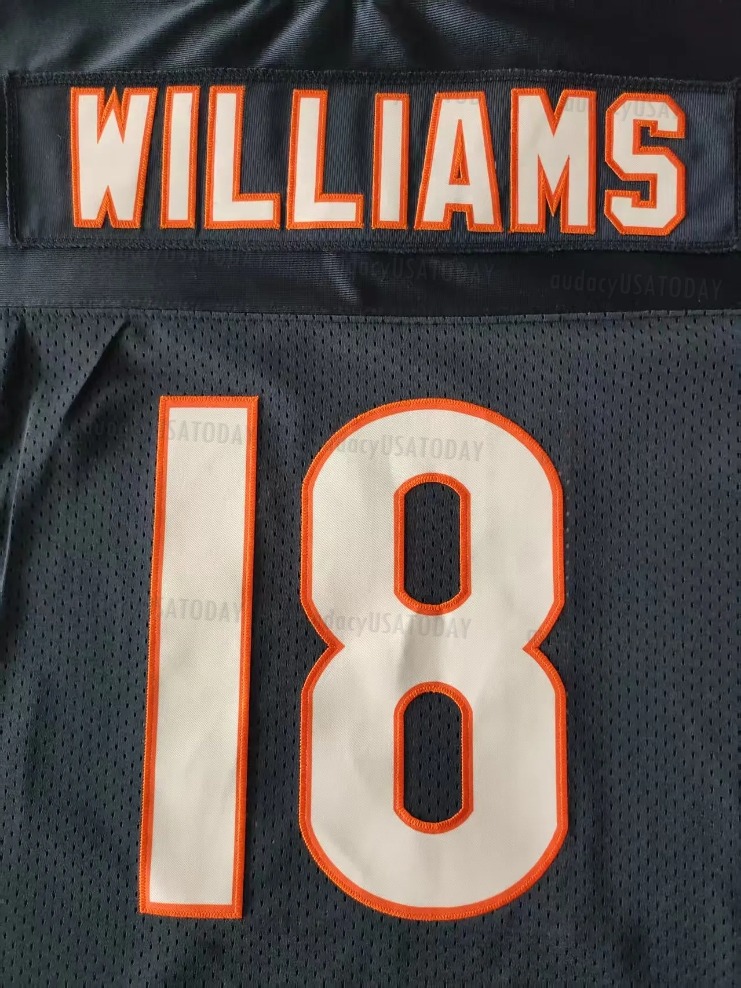 18 Caleb Williams 2025 Navy Football Jersey Payton Urlacher Loveland Odunze Moore Bagent Singletary Kmet Hester McMichael Ditka McMahon Monangai Custo