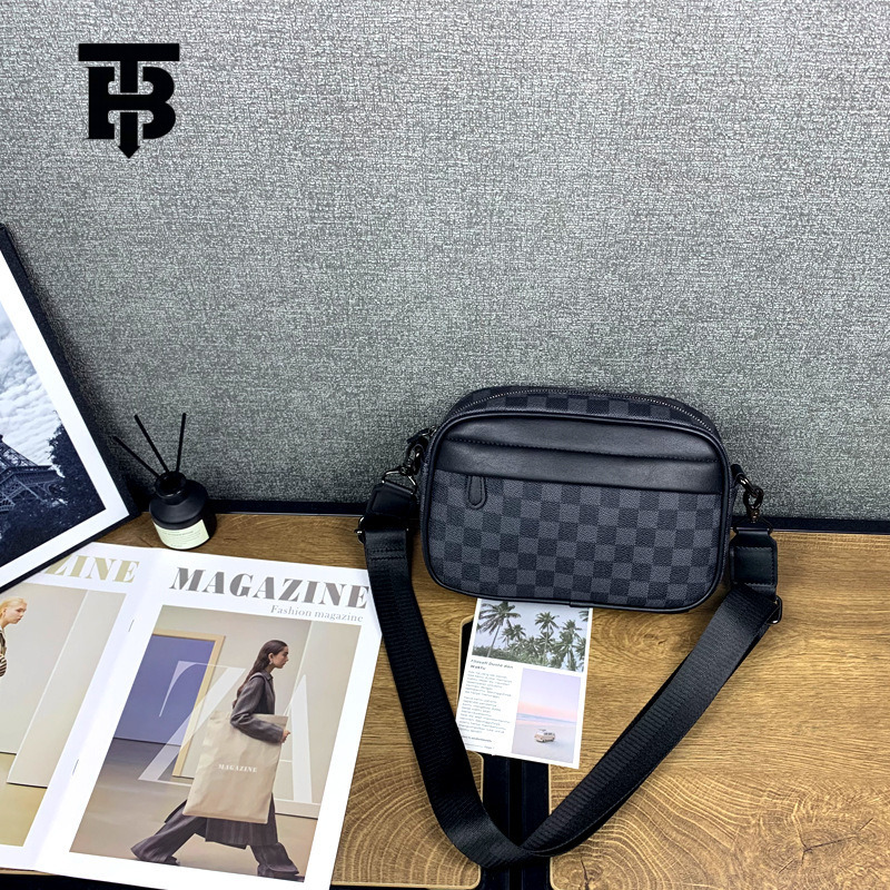 TB BHULAMTE Designer Bag Fashion New Luxury Bag Men's Casual Plaid Shoulder Bag Leather Crossbody Bag Fashion Small Square Bag Luxury Bag Small B