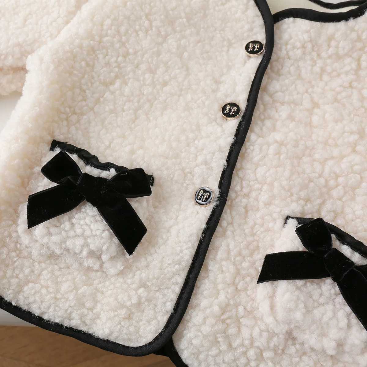 Childrens Clothing Sets Bow Lamb Wool Long Sleeve Fleece Pants 2pcs Sets Toddler Girl Clothes Kids Boutique Clothes C250913