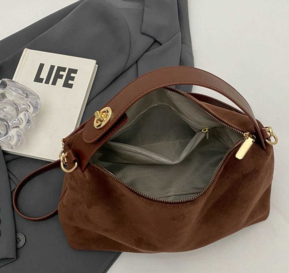 Slouchy Suede Cloud Hobo Bags Women Crescent Satchels Shoulder Bag Crossbody Phone Purse Trendy Tophandle Tote HandbagW250913
