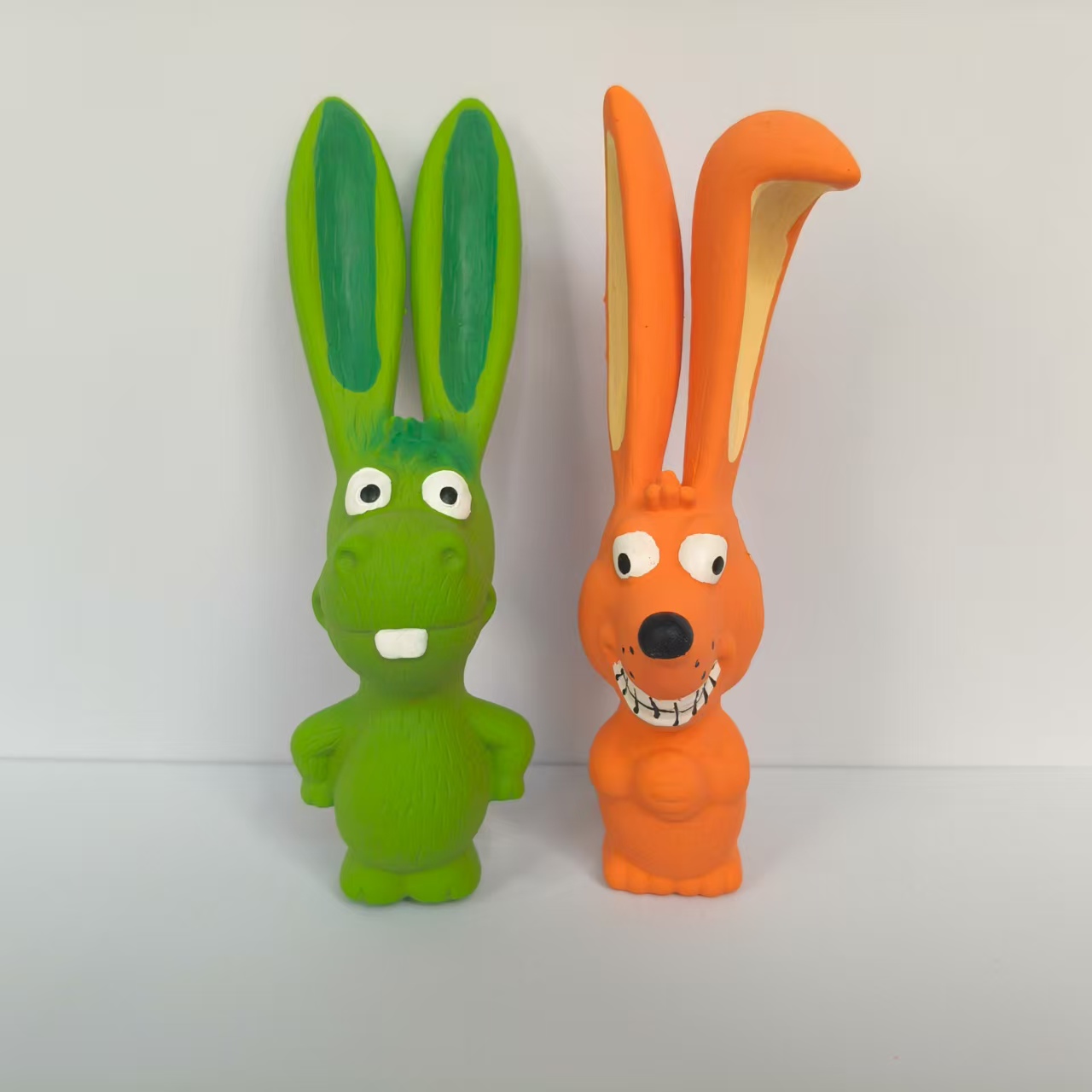 Latex Squeaky Rabbit Dog Toys Natural Screaming Soft Rubber Pet Rabbit with Long Ears for Medium Dogs 4pcs/Pack
