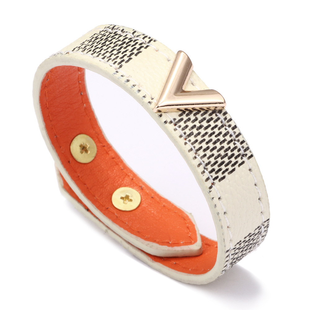 2024 Temu Unisex V-Shaped Bracelet Hot-Selling Leather Wristband Striped Versatile Accessory ddmymoon