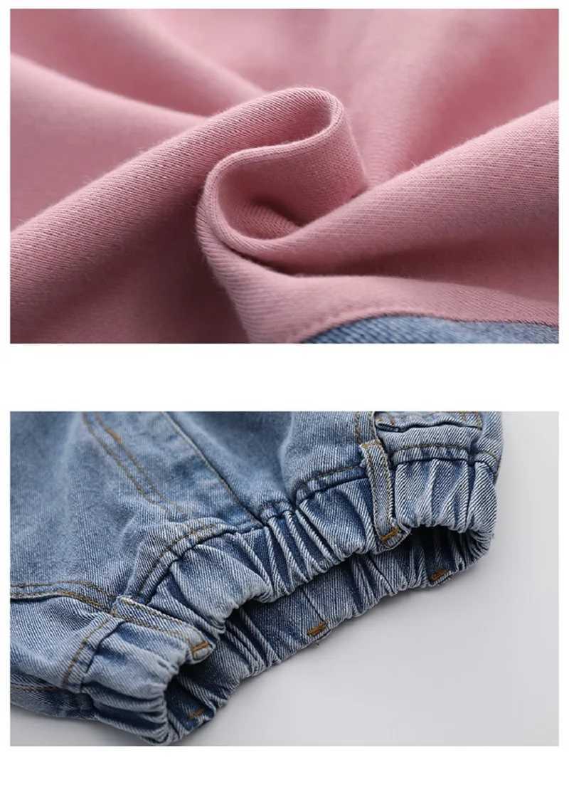 Baby and Girls Cotton Contrast Patchwork Alphabet SweatshirtDenim Pant Workout Set School Kids Tracksuit Child Outfit 314 Yrs C250913