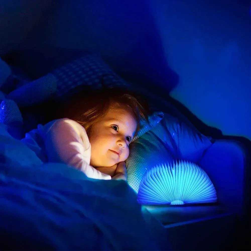 3D Folding Creative LED Night Light RGB Color USB Recharge Wooden Book Light Decor Bedroom Desk Table Lamp for Kid Brithday Gift C250913