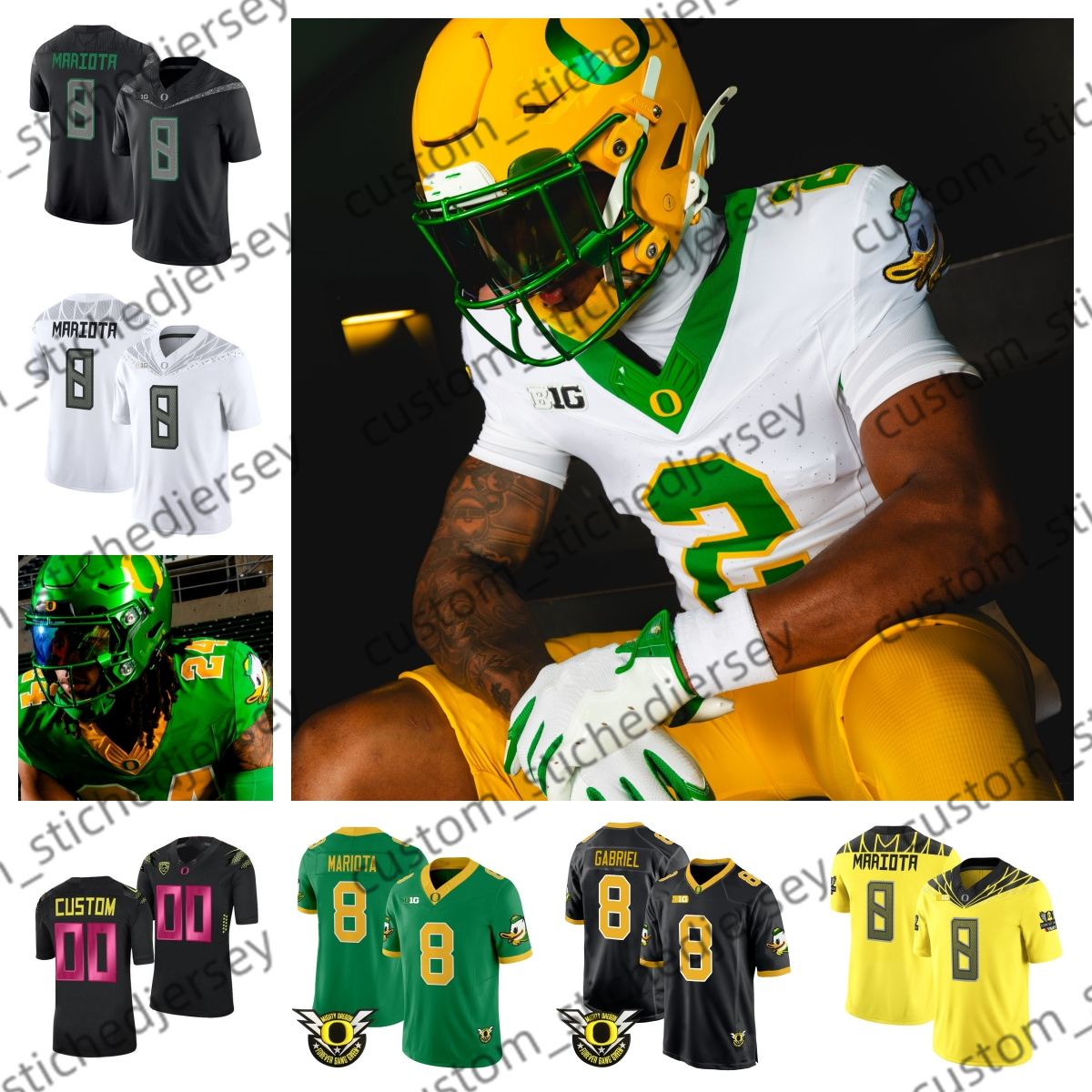2025 New Customized Oregon Ducks Football jersey 8 Gabriel youth Perry Ressler Stewart Caton Grace 8 Marcus Mariota Ploog Mens jersey Pugliano all size Sadiq