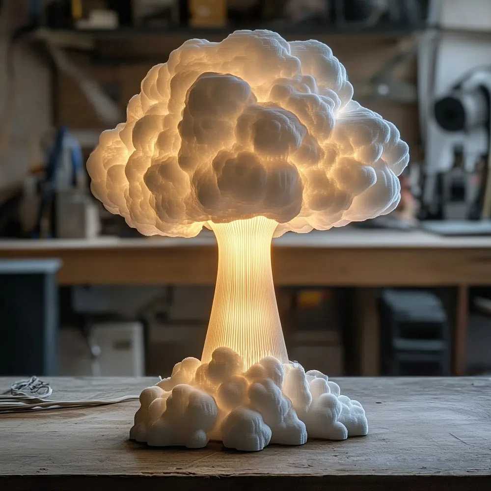 3D Mushroom Cloud Table Lamp Simulation Multipurpose Atomic Bomb Blast Night Light Handmade Resin LED Reading Light Desk Decor C250913