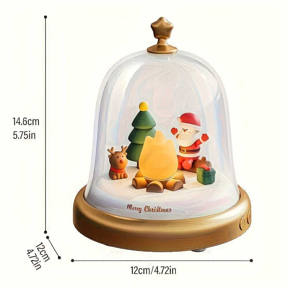 Rechargeable Santa Claus Little Flame Music Box with LED Night Light Adjustable Brightness Table Lamp Portable Bedside Lamp C250913