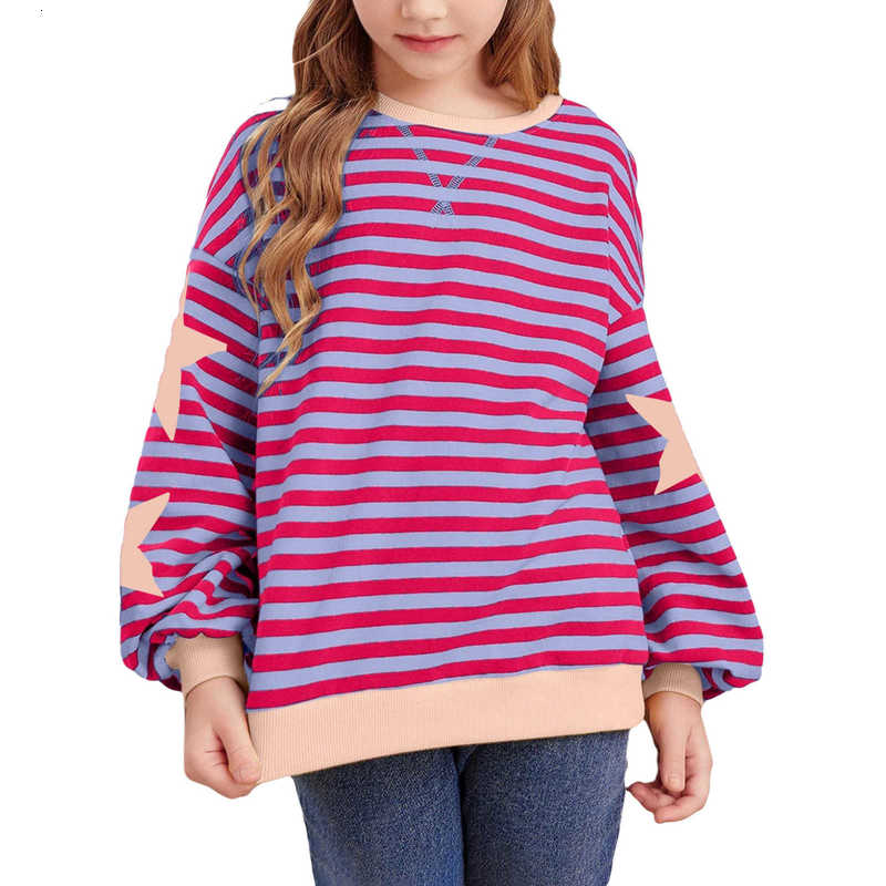 2025 Autumn Winter Commuting Color Block New Children's Loose Home Long Sleeve T-Shirt