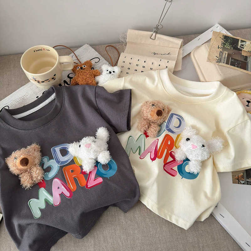 Children's Cotton Short Sleeve T-Shirt New Cartoon 3D Cute Doll Kids Summer Fashion Korean Style