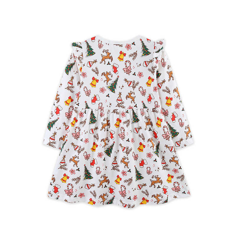25 Autumn New Children's Dress Christmas Children's Dress Cute Flutter Sleeve Girls' Princess Dress