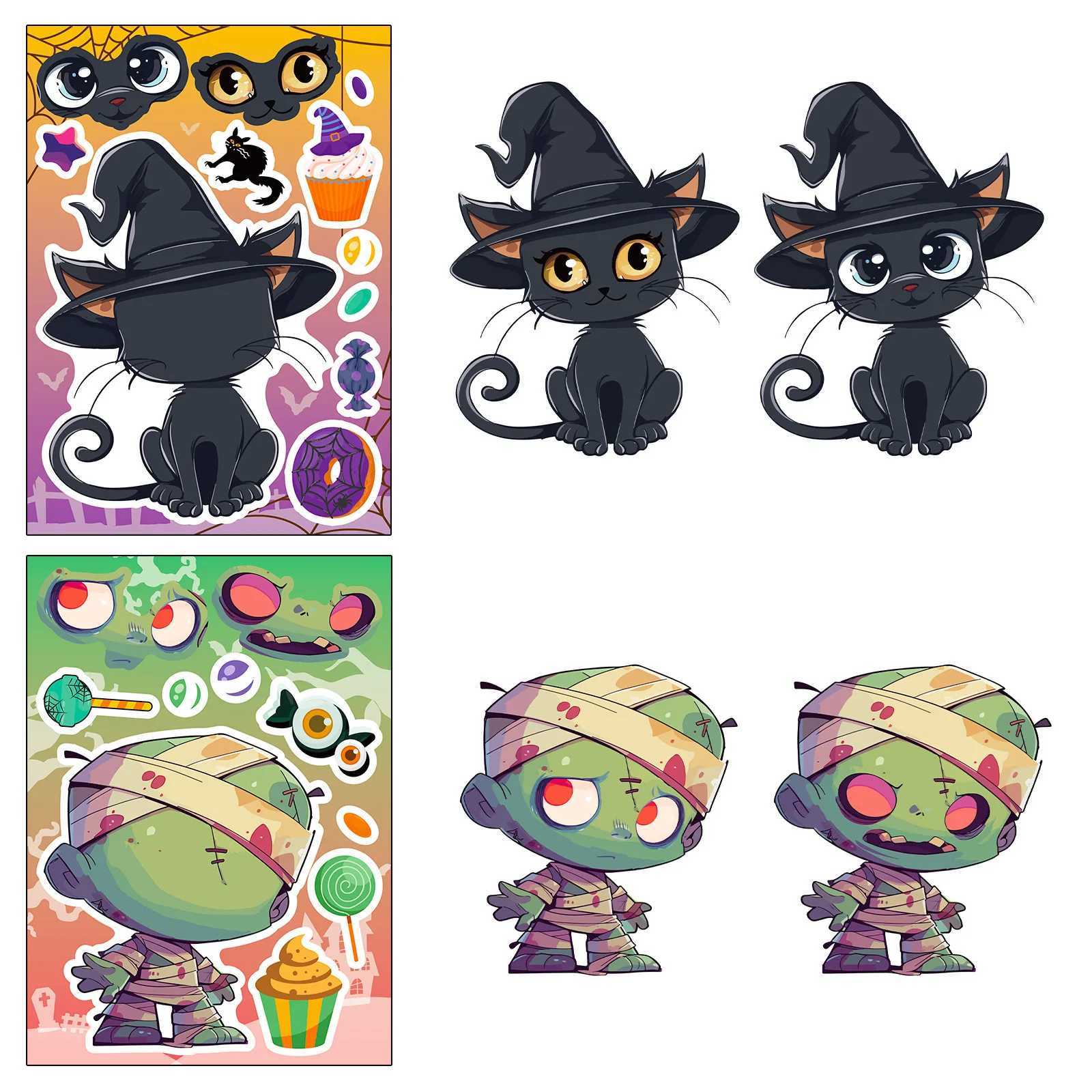 6Sheets Halloween DIY Puzzle Sticker Games 6 Pumpkin Ghost Mummy Witch Make A Face Funny Assemble Jigsaw Stickers Kids Toys X250913