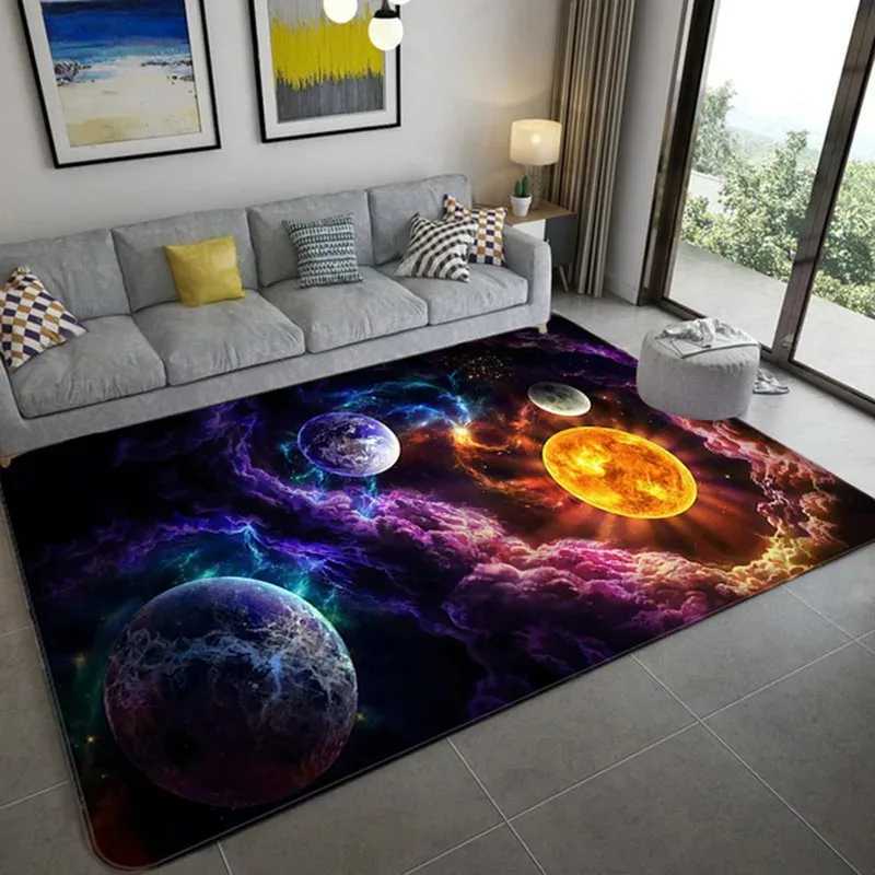 Cartoon Planet crystal velvet carpet Bedroom Room Bedroom bed blanket covered with space star living room carpet C250913