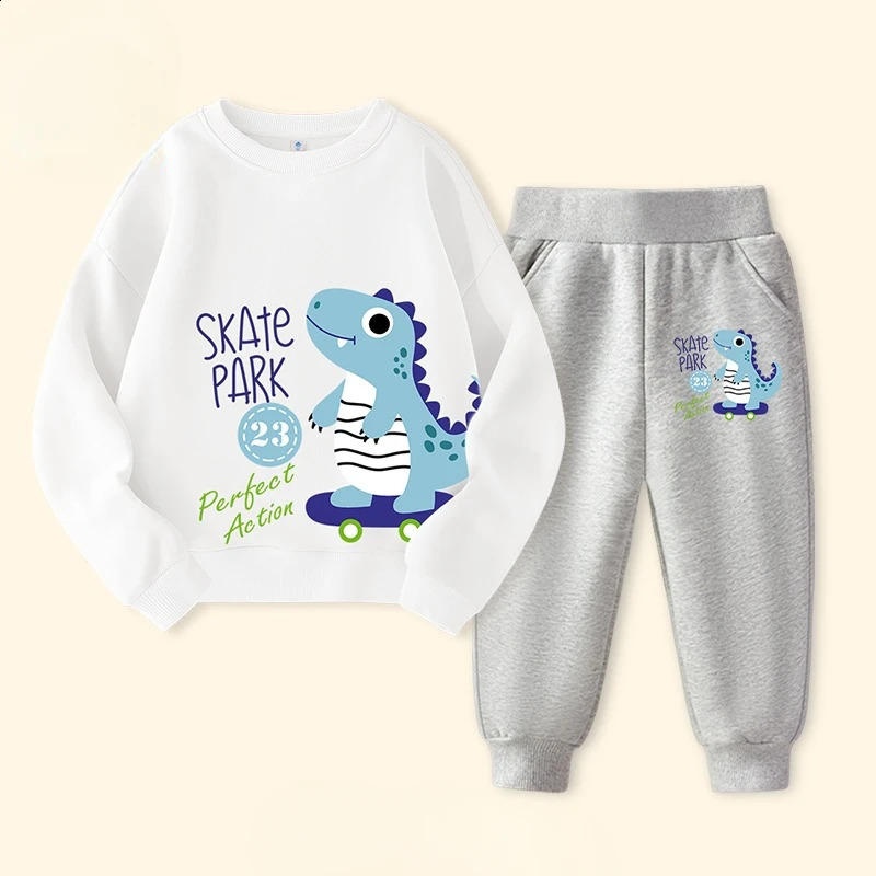 Autumn Children Boy Clothes Set Kid Girls Dinosaur Printed Sweatshirts Pullover Top Pants Bottom 2pcs Outfits Baby Tracksuits 250912