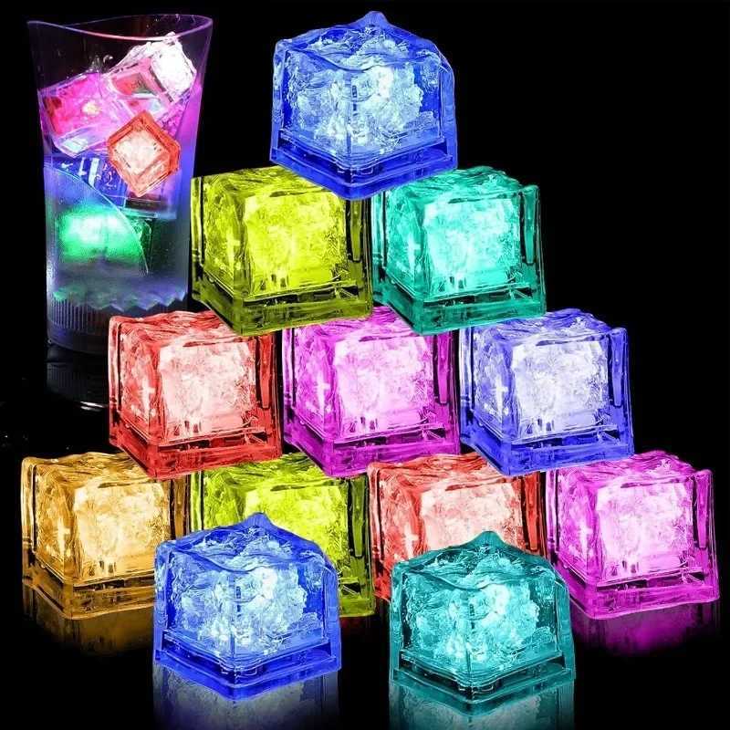 6Pcs LED Luminous Ice Cube Toy Glowing Colorful Sensor Light for Kids Bath Party Bar Wine Glass Water Decor Festival Night Light C2509131