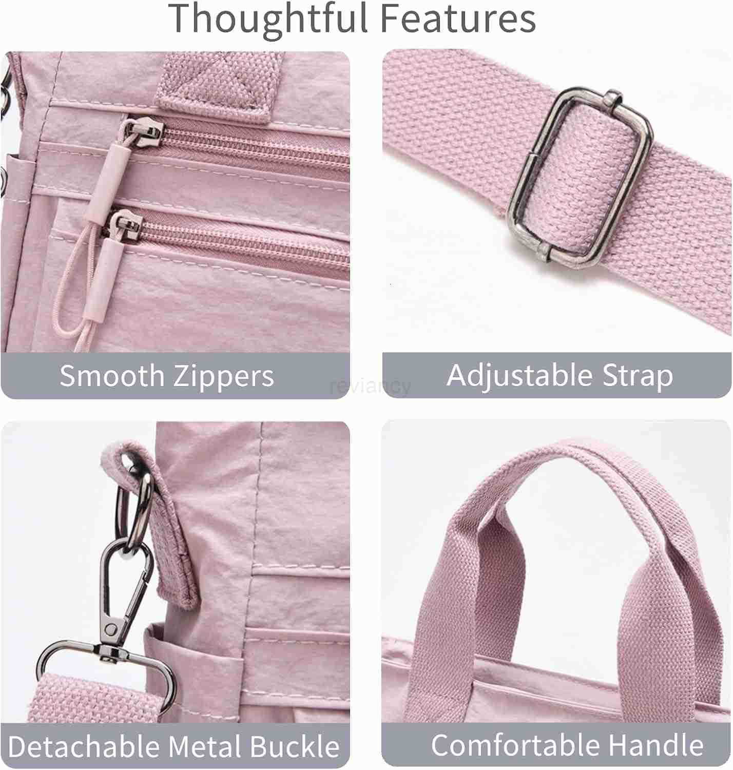Small Nylon Tote Bag for Women Lightweight Crossbody Tote Handbag with Long Strap for Daily Work College TravelW250913