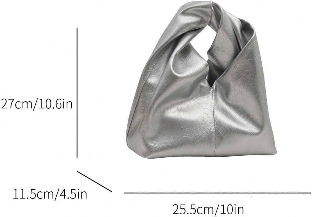 Womens Clutch Bags Metallic Twist Ruched Top Handle Bag PU Leather HandbagsW250913