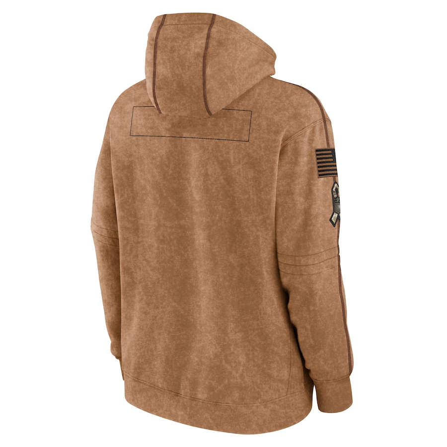 Mens 2023 Salute to Service Club Fleece Pullover Hoodie Football Sweatshirts Brown 888
