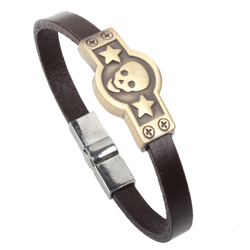 Yiwu Small Commodity Accessories Temu Overseas Hot Selling Punk Bracelet Skull Cowhide Boutique Hand Jewelry ddmymoon