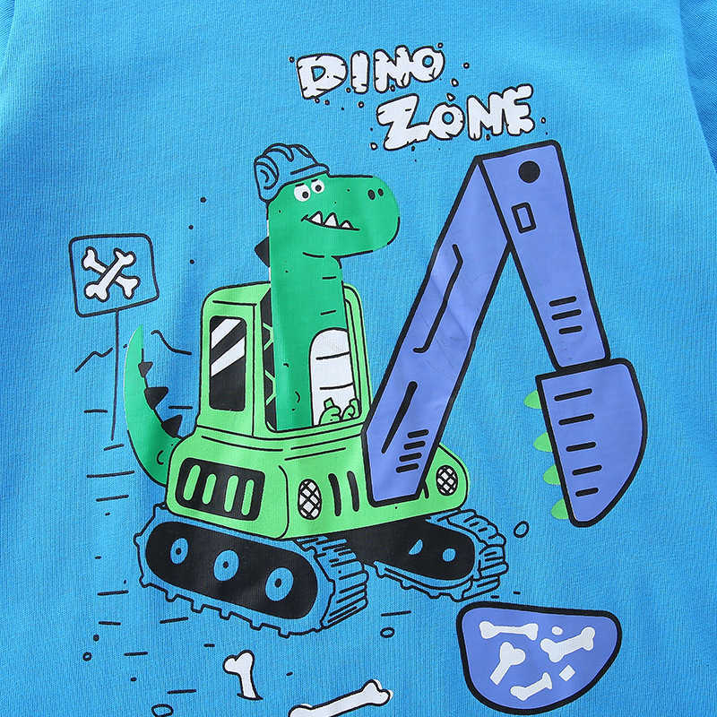 Summer New Boys T-shirt Cartoon Print Round Neck Top Children's Knitted Cotton Sweatshirt