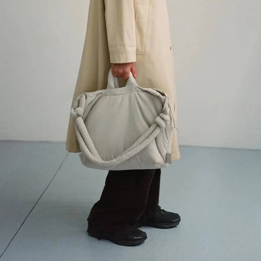 Casual nylon padded tote bag designer soft puffer women shoulder crossbody bags Simple Vintage large capacity handbags high-quality