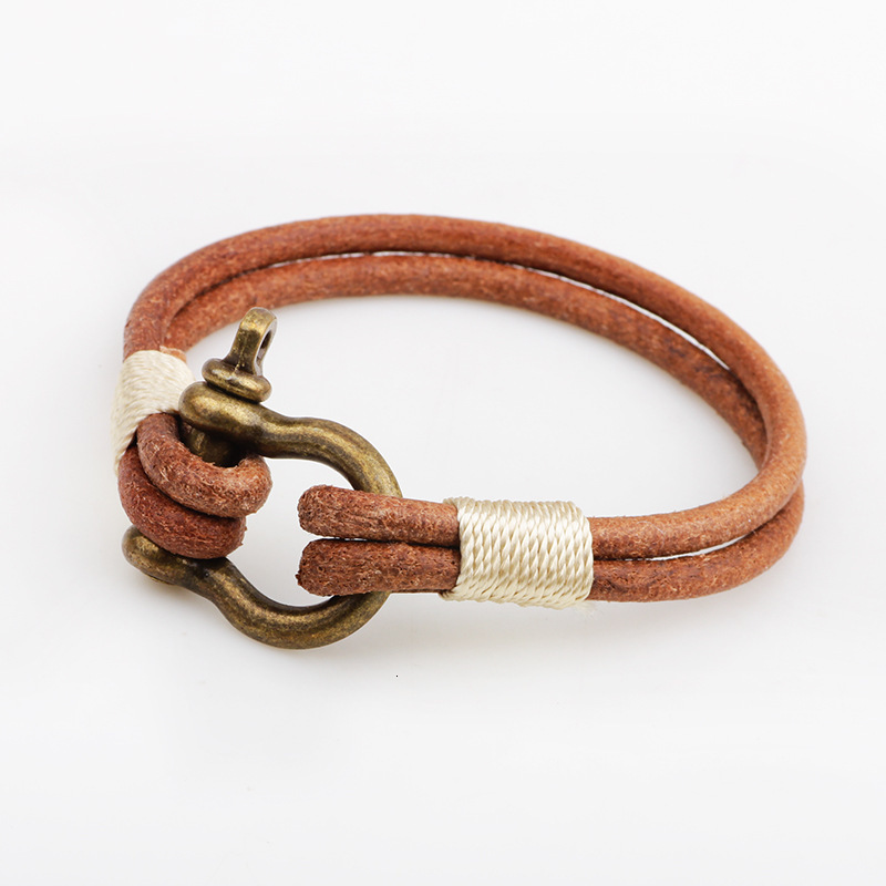 Simple Hot-Selling Genuine Leather Cord Alloy Lock Bracelet Jewelry ddmymoon