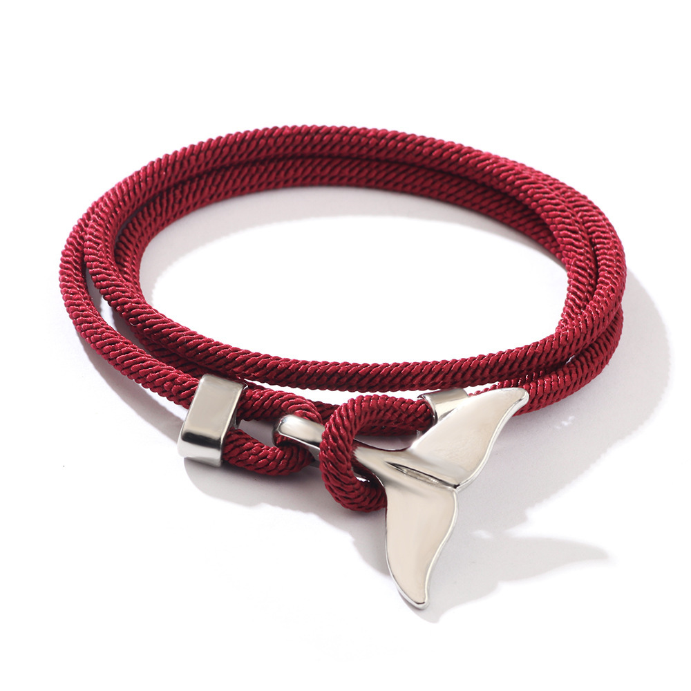 Line Beach Ocean Style Whale Tail Woven Multi-loop Wrap Personality Bracelet ddmymoon