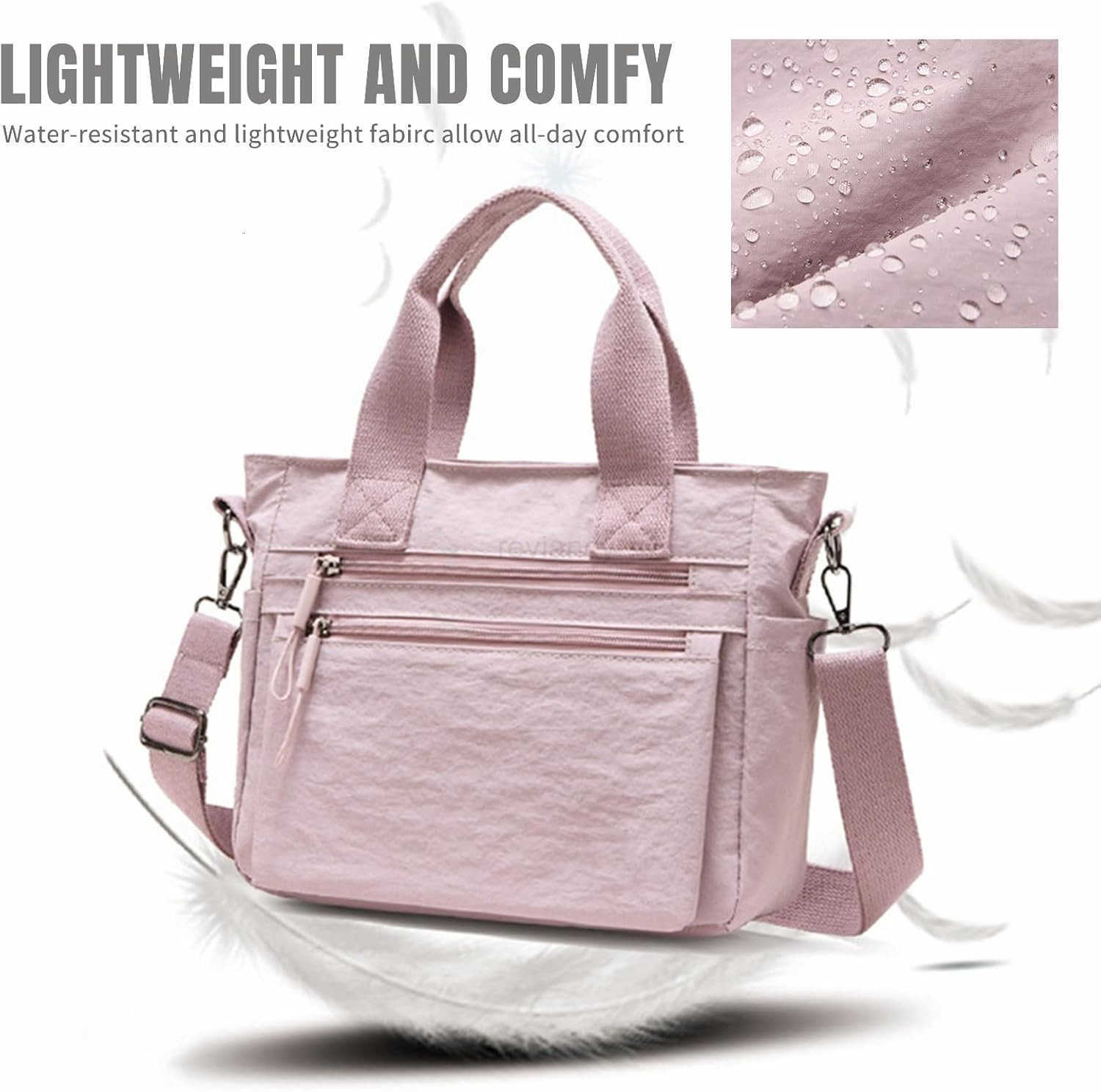 Small Nylon Tote Bag for Women Lightweight Crossbody Tote Handbag with Long Strap for Daily Work College TravelW250913