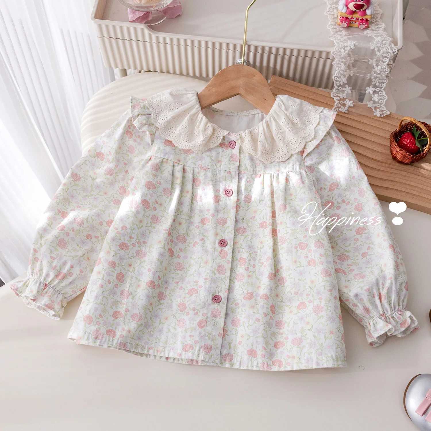 Children Girls 2piece Set Autumn Ruffled Collar Long Sleeve Floral Print Kids Girl Top Elastic Waist Lace Trim Toddler Girl Pant C250913
