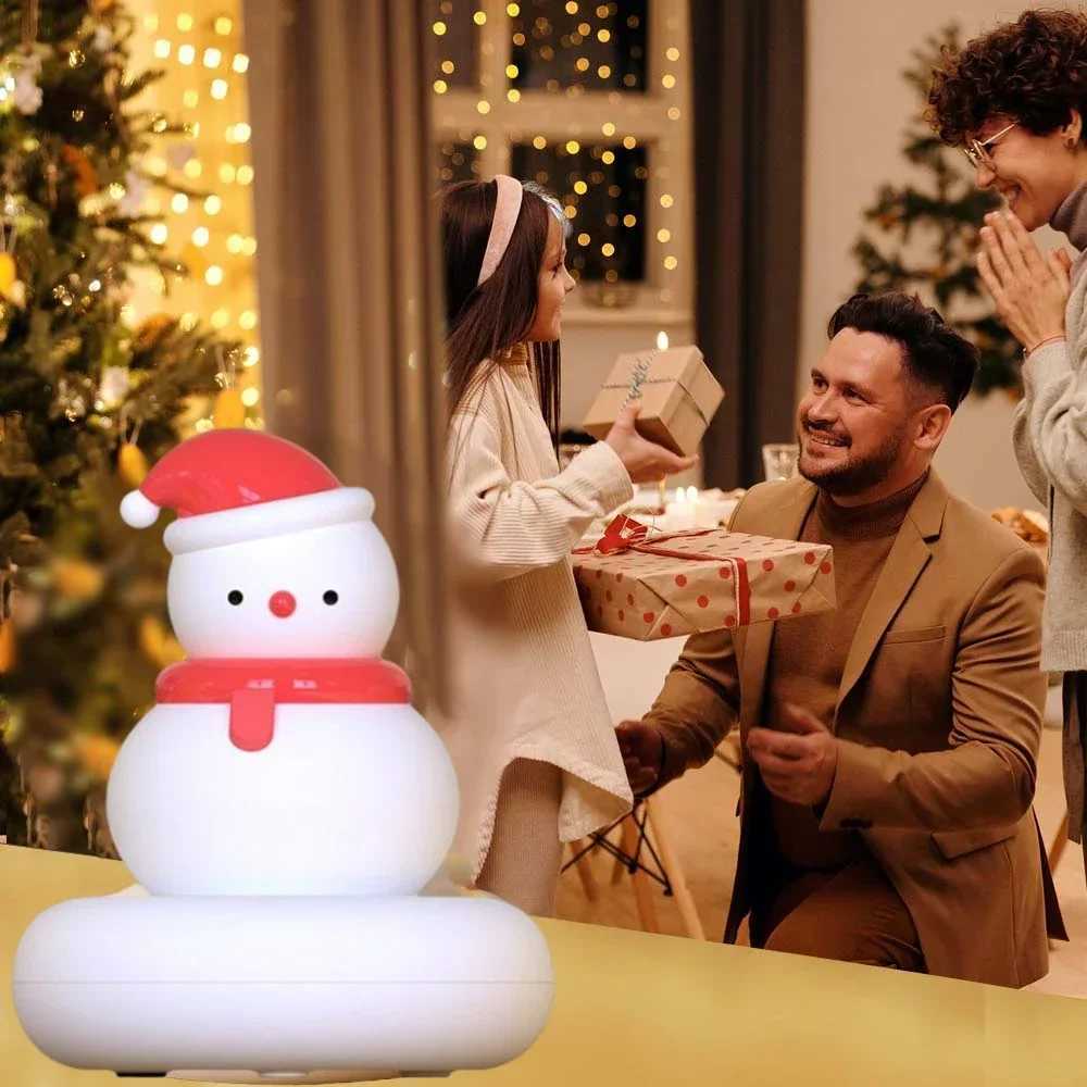 Christmas Night Light Snowman Cat Bedside Lamp for Kids Tap Control Rechargeable Nursery Lamp Table Lamp for Bedroom Camping Ro C251122