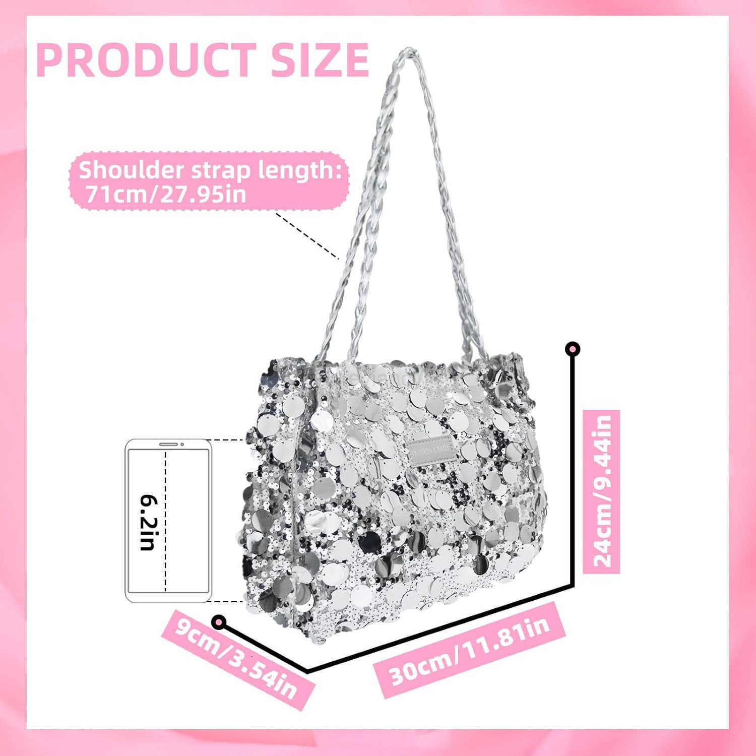 Sparkly Purses for Women Womens Totes Bags with Zipper and Leather Handle Trendy Glitter Purses for WomenW250913